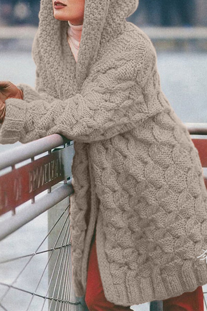 Tops casuales con cuello con capucha y abertura en un solo color