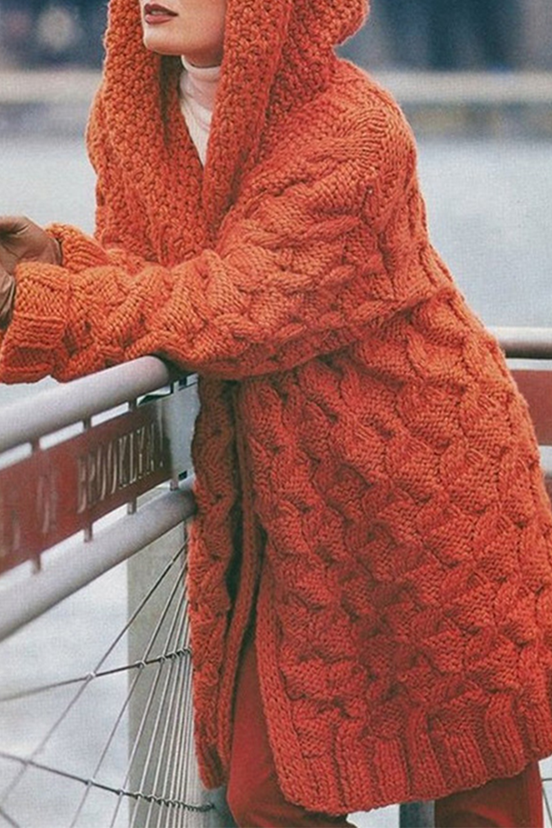 Tops casuales con cuello con capucha y abertura en un solo color