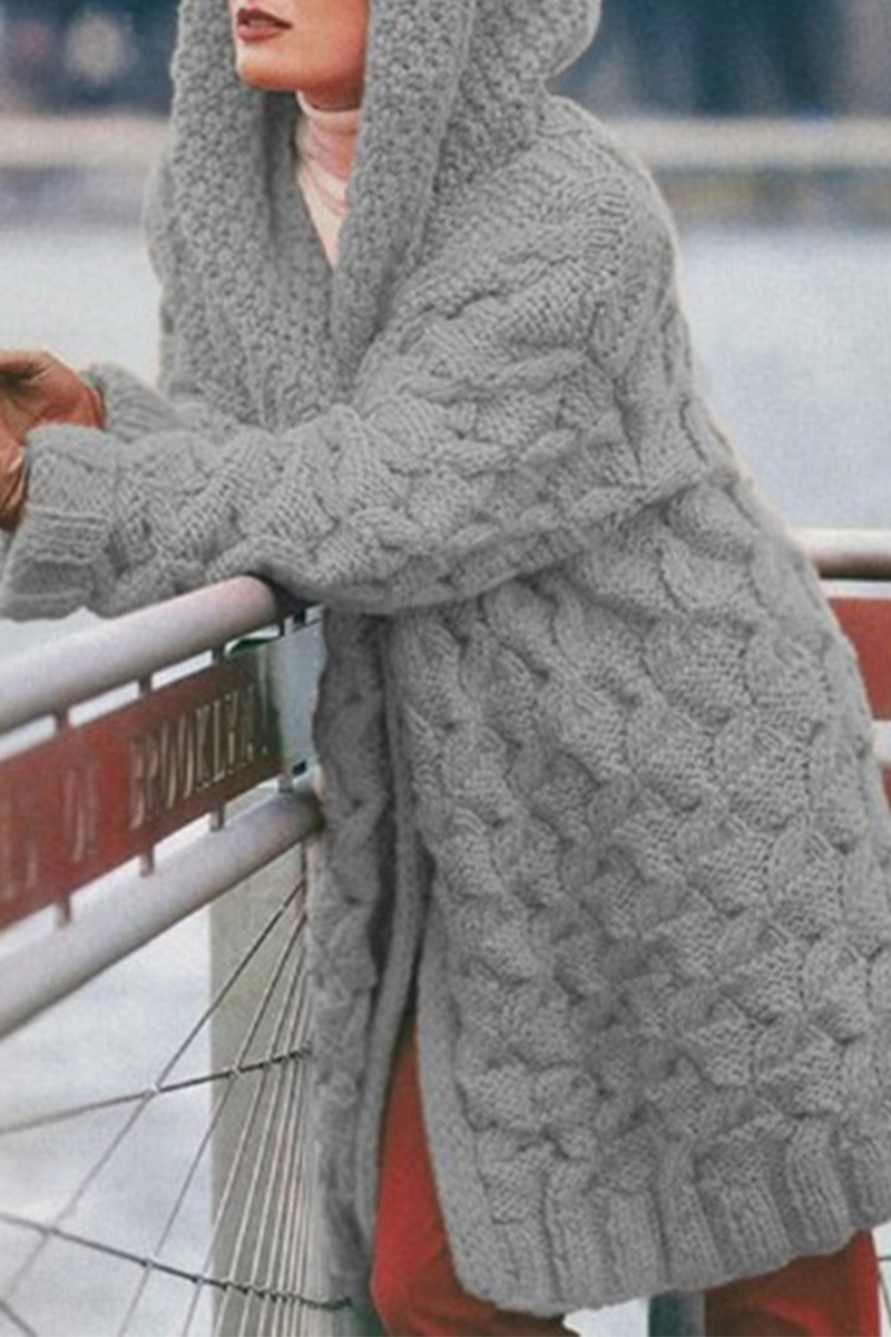 Tops casuales con cuello con capucha y abertura en un solo color