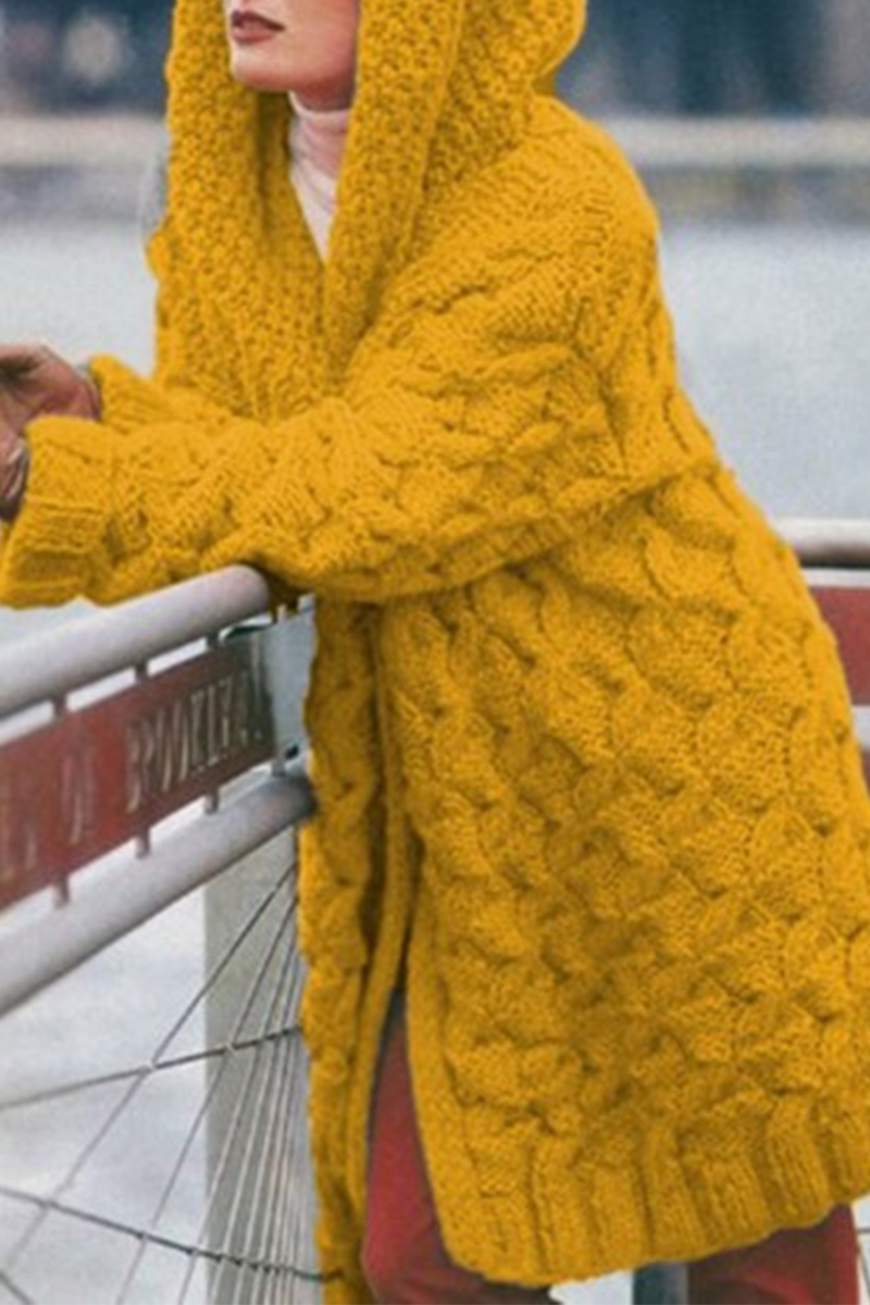 Tops casuales con cuello con capucha y abertura en un solo color