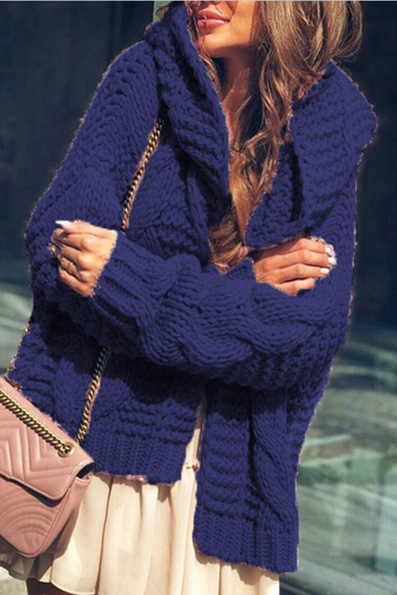 Tops casuales con cuello con capucha y abertura en un solo color