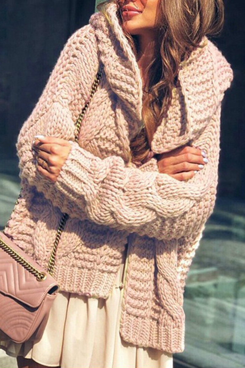 Tops casuales con cuello con capucha y abertura en un solo color