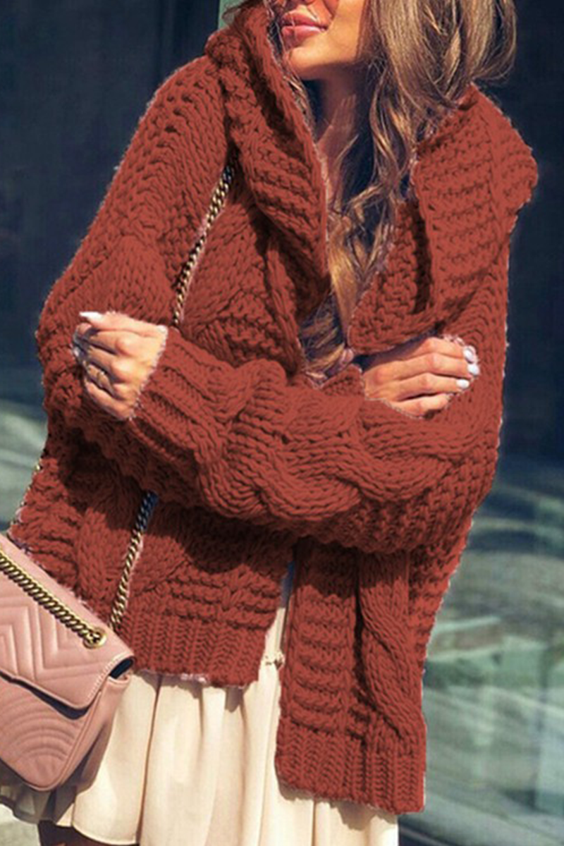 Tops casuales con cuello con capucha y abertura en un solo color