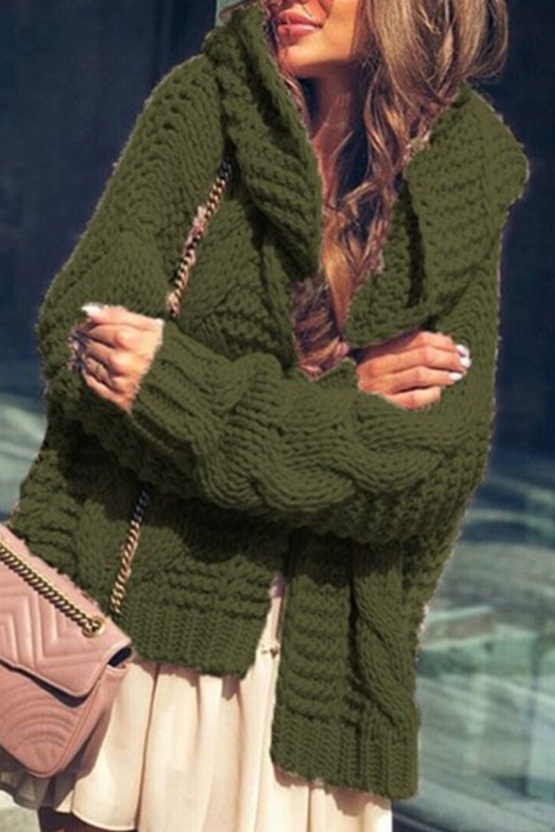 Tops casuales con cuello con capucha y abertura en un solo color