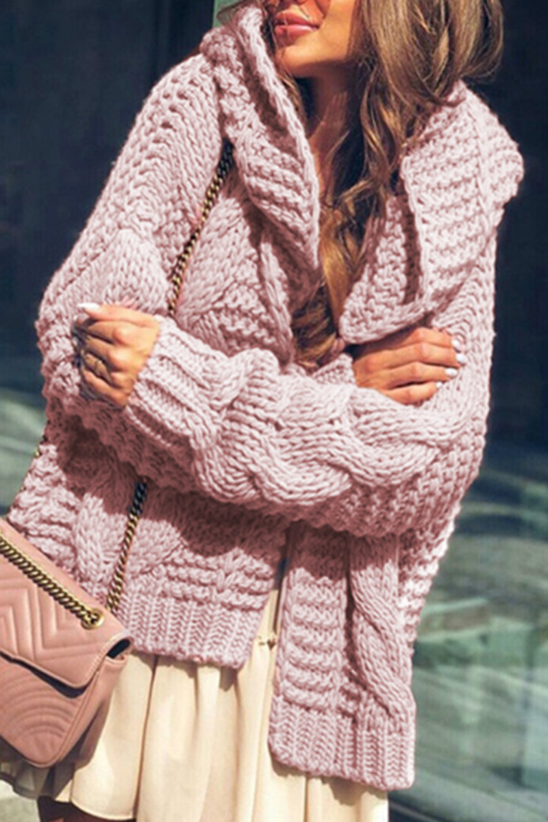 Tops casuales con cuello con capucha y abertura en un solo color