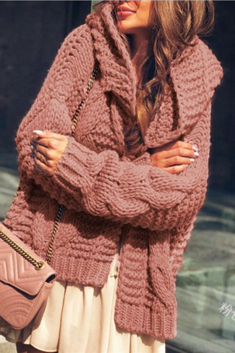 Tops casuales con cuello con capucha y abertura en un solo color