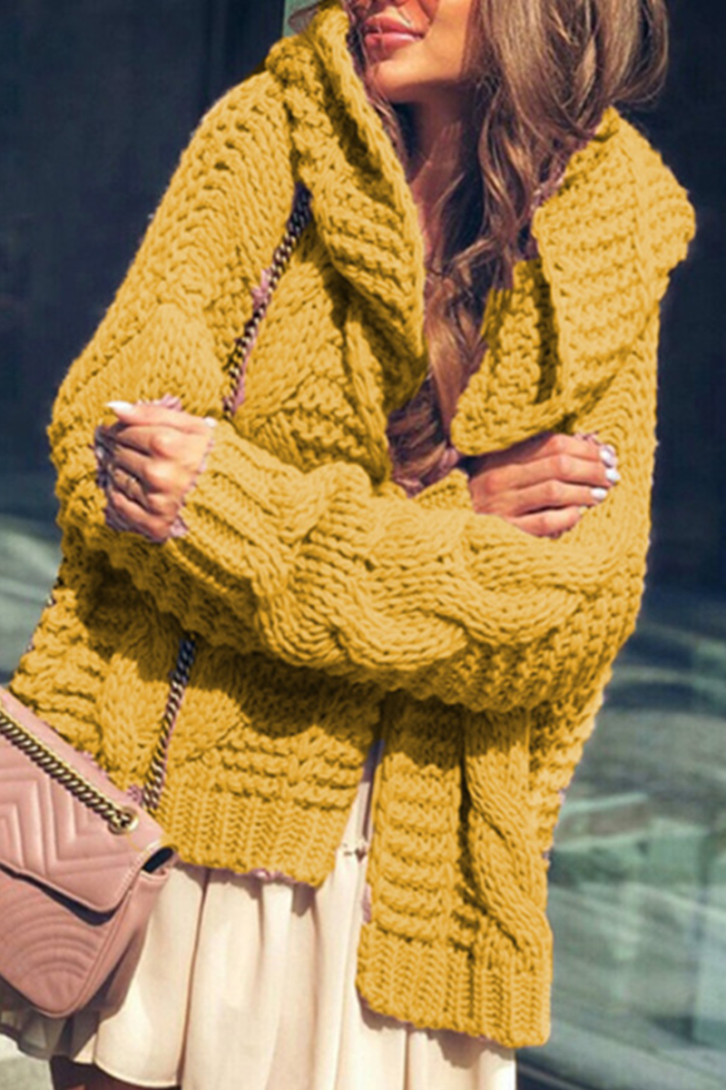 Tops casuales con cuello con capucha y abertura en un solo color