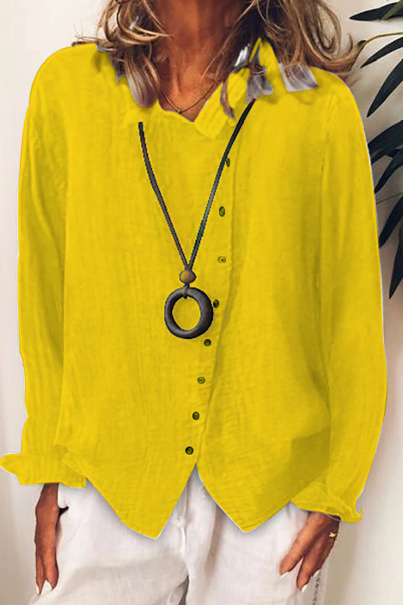 Blusa informal con cuello vuelto y hebilla sólida (5 colores)