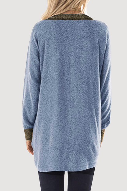 Casual Patchwork Pocket Zipper Turndown Collar Tops(4 Colors)£©