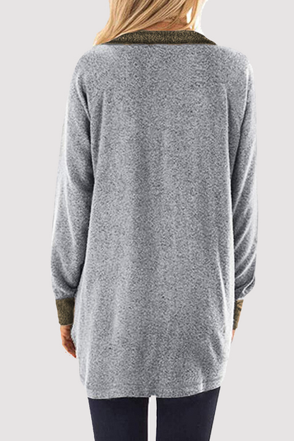 Casual Patchwork Pocket Zipper Turndown Collar Tops(4 Colors)£©