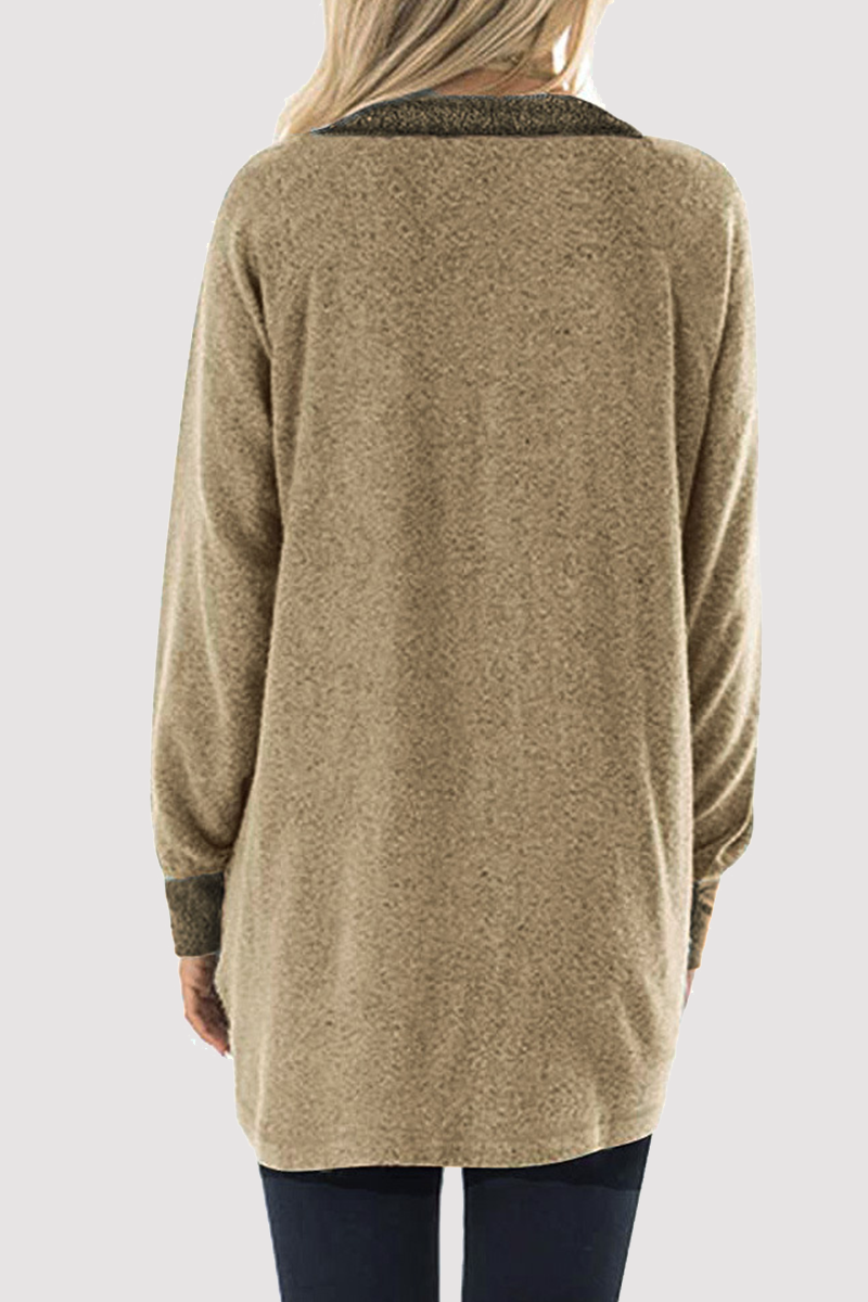 Casual Patchwork Pocket Zipper Turndown Collar Tops(4 Colors)£©