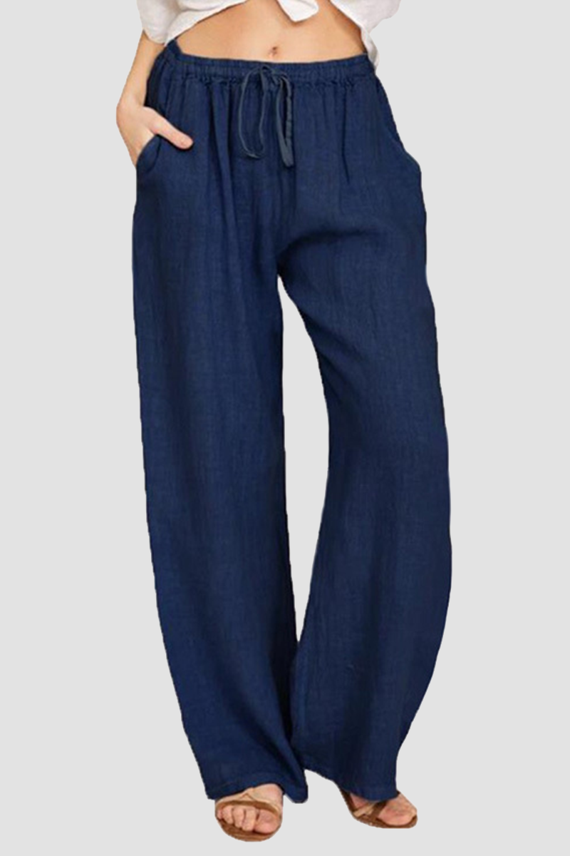 Pantalones casuales de pierna ancha, holgados, con bolsillos y parches lisos (8 colores)