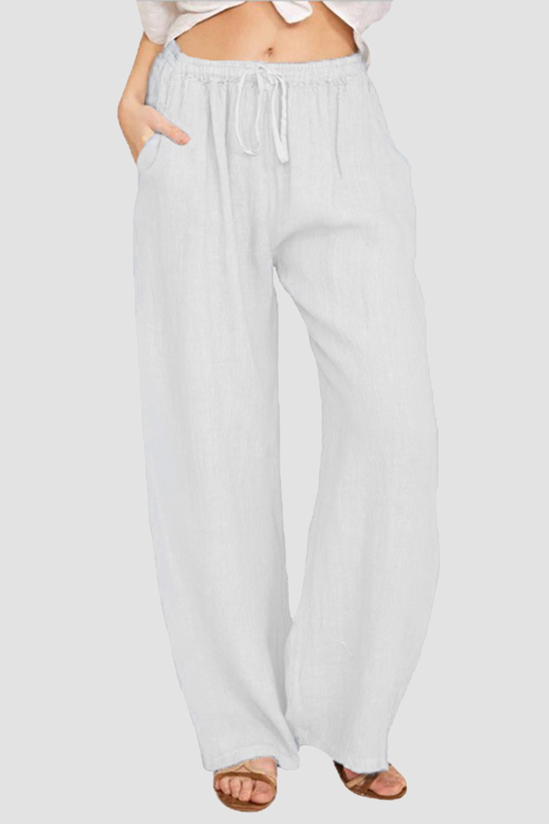 Pantalones casuales de pierna ancha, holgados, con bolsillos y parches lisos (8 colores)