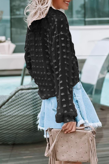 Tops casuales de cuello vuelto con hebilla y unión dividida de un solo color