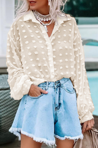 Tops casuales de cuello vuelto con hebilla y unión dividida de un solo color