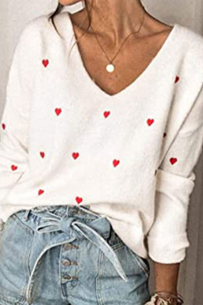 Suéter básico con cuello en V y estampado informal (4 colores)