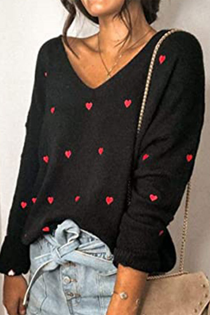 Suéter básico con cuello en V y estampado informal (4 colores)