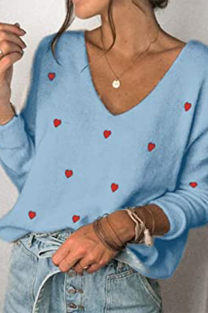 Suéter básico con cuello en V y estampado informal (4 colores)