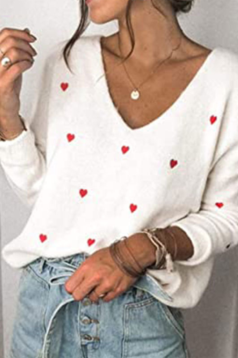 Suéter básico con cuello en V y estampado informal (4 colores)