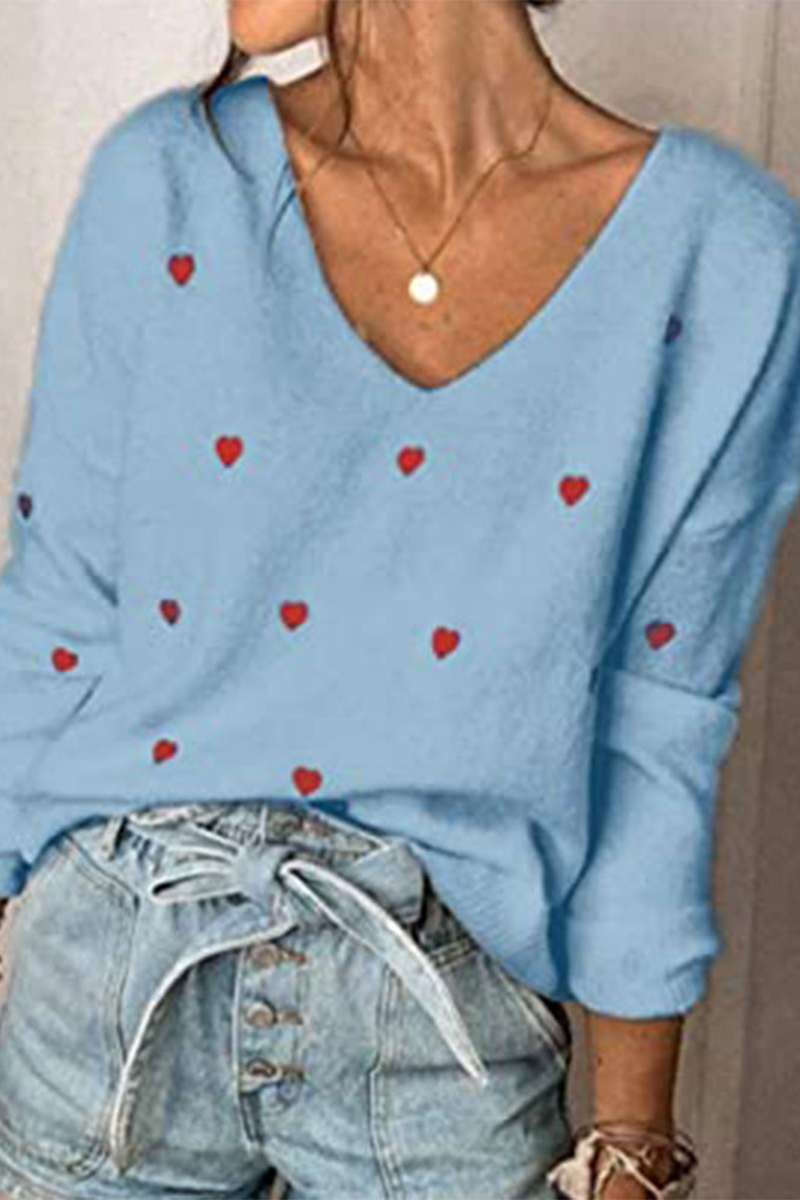 Suéter básico con cuello en V y estampado informal (4 colores)