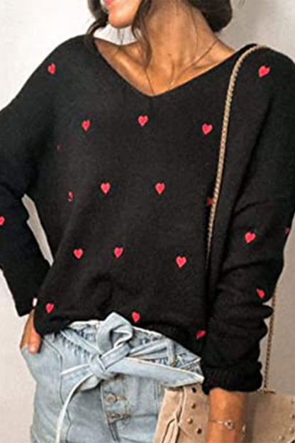 Suéter básico con cuello en V y estampado informal (4 colores)