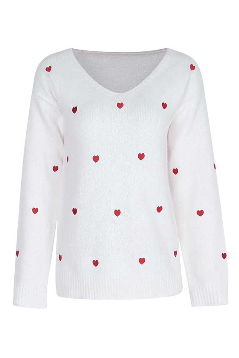 Suéter básico con cuello en V y estampado informal (4 colores)