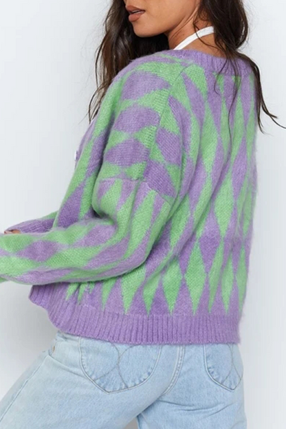 Suéter casual con hebilla geométrica