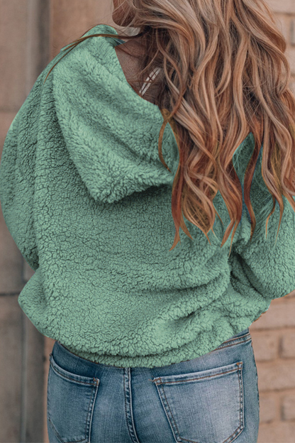 Casual Solid Pocket Zipper Hooded Collar Tops