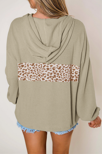 Casual Print Pocket Zipper Hooded Collar Tops