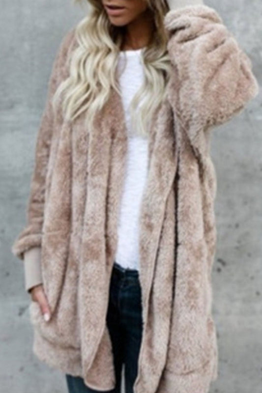 Prendas de abrigo informales de moda con cuello y capucha, unicolores y divididos (12 colores)