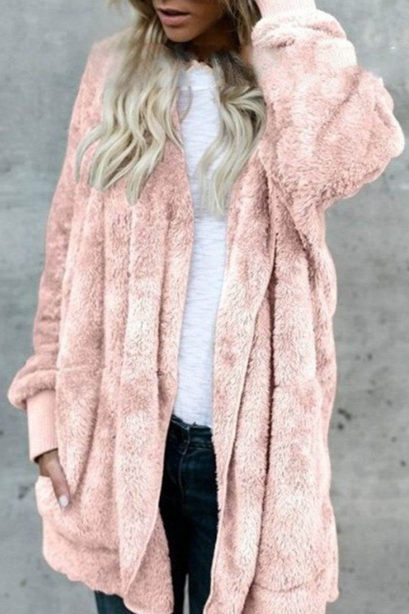 Prendas de abrigo informales de moda con cuello y capucha, unicolores y divididos (12 colores)