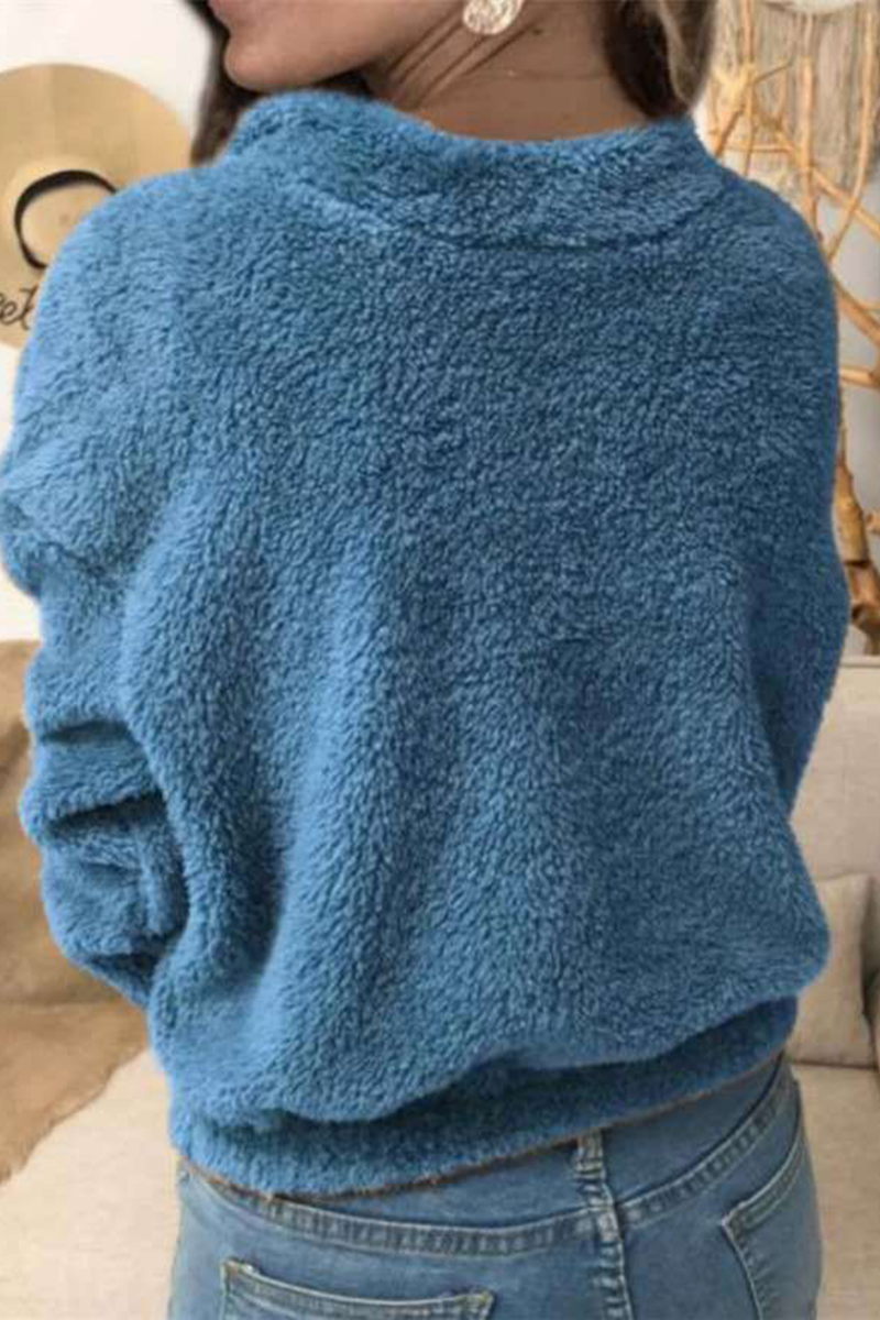 Casual Solid Split Joint Zipper Zipper Collar Tops