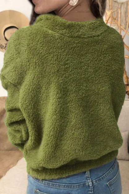 Casual Solid Split Joint Zipper Zipper Collar Tops