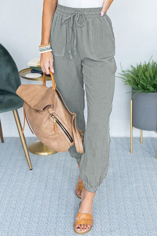 Pantalones Harlan casuales de color liso con bolsillos y parches, holgados, de cintura media (6 colores)