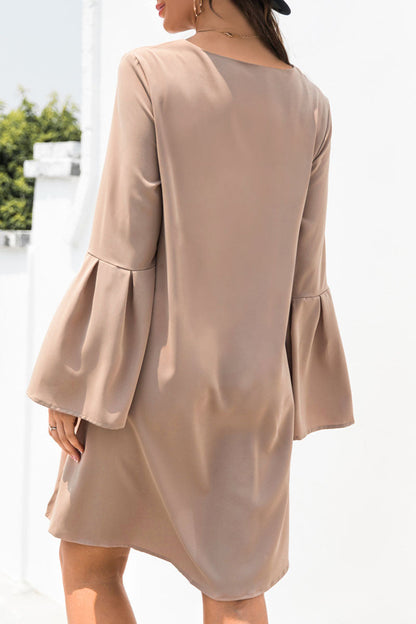 Vestidos casuales de patchwork liso con escote en V y corte A (3 colores)