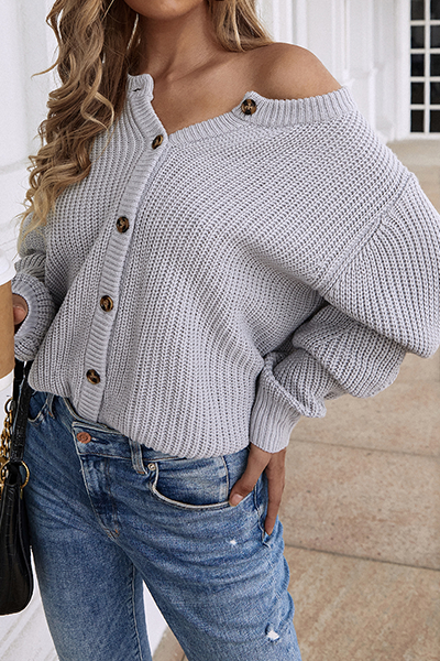 Suéter informal con cuello redondo y hebilla sólida (5 colores)