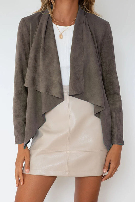 Prendas de abrigo informales de moda con cuello vuelto y parches sólidos