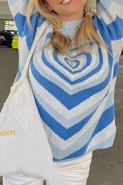 Casual Street Print Patchwork Contrast Half A Turtleneck Tops Sweater(4 Colors)