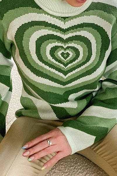 Casual Street Print Patchwork Contrast Half A Turtleneck Tops Sweater(4 Colors)