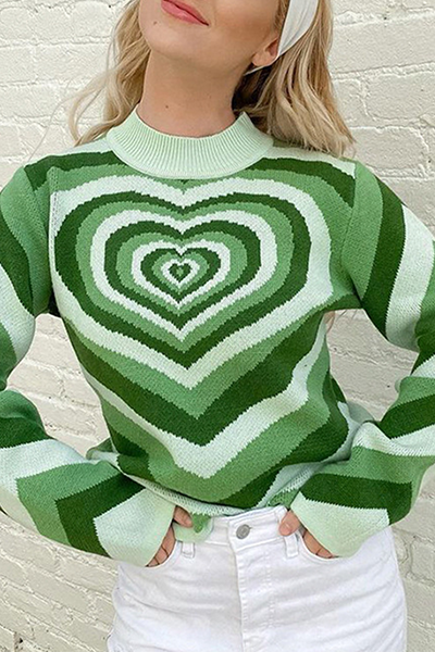 Casual Street Print Patchwork Contrast Half A Turtleneck Tops Sweater(4 Colors)