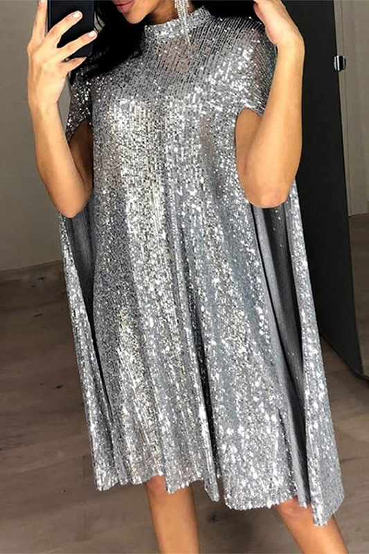 Elegantes vestidos de cuello mandarín con patchwork liso (4 colores)