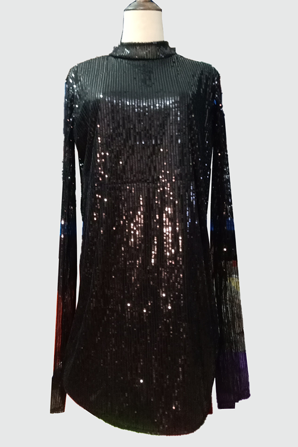 Elegante vestido de una pieza con capa de color liso (3 colores)