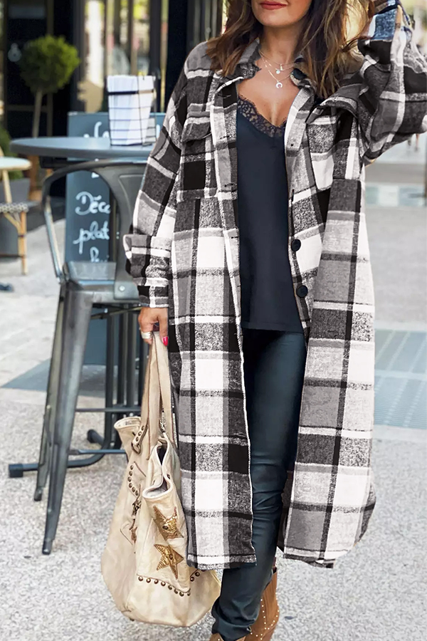 Camisa de cuello con botones y bolsillo a cuadros, informal, de moda (5 colores)