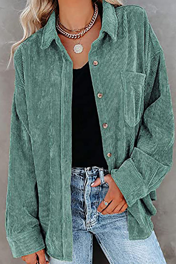 Tops casuales de calle con cuello vuelto y hebilla sólida (16 colores)