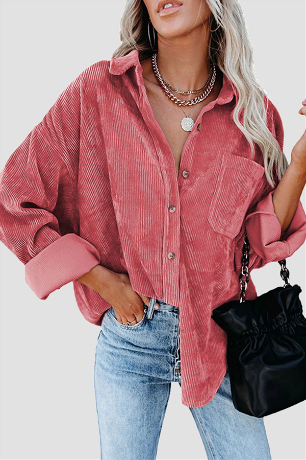 Tops casuales de calle con cuello vuelto y hebilla sólida (16 colores)