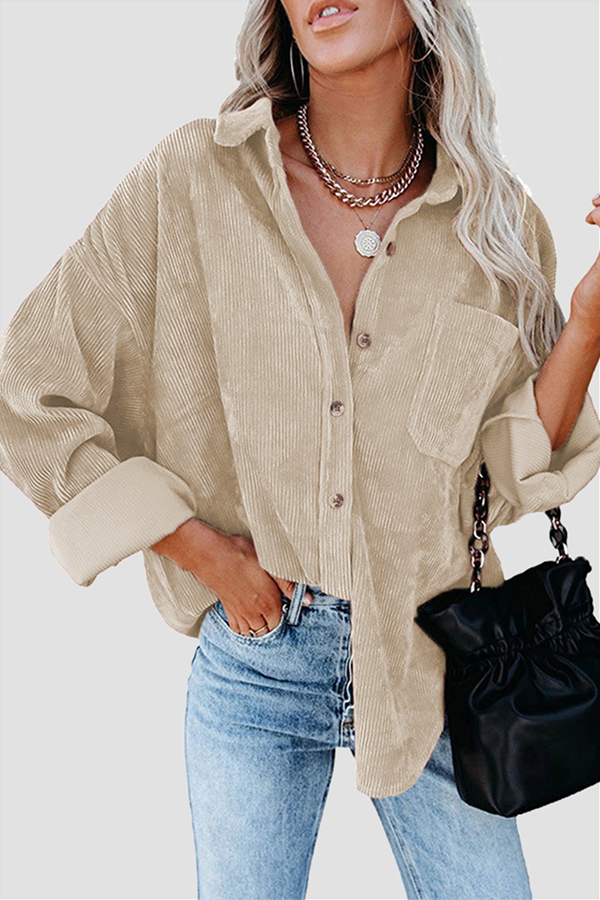 Tops casuales de calle con cuello vuelto y hebilla sólida (16 colores)