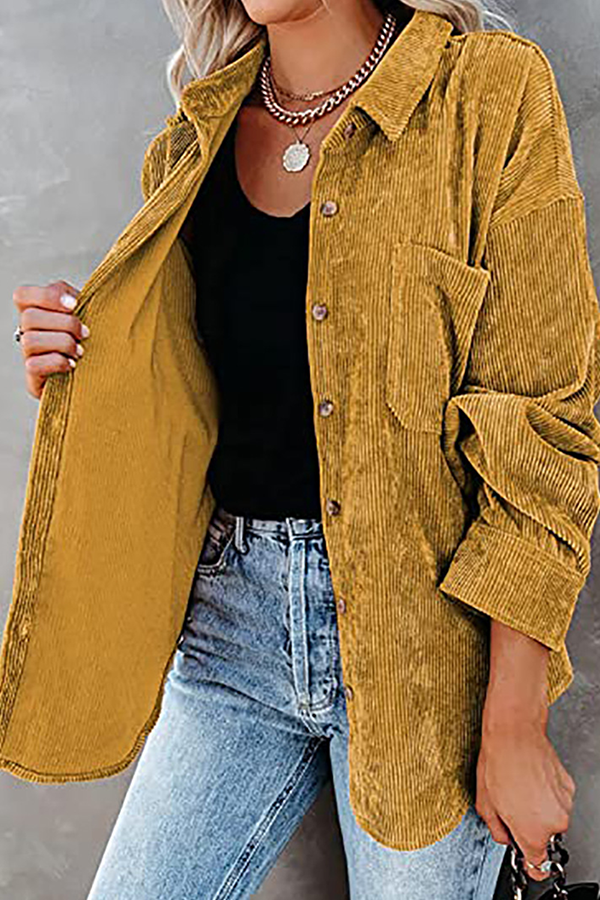 Tops casuales de calle con cuello vuelto y hebilla sólida (16 colores)