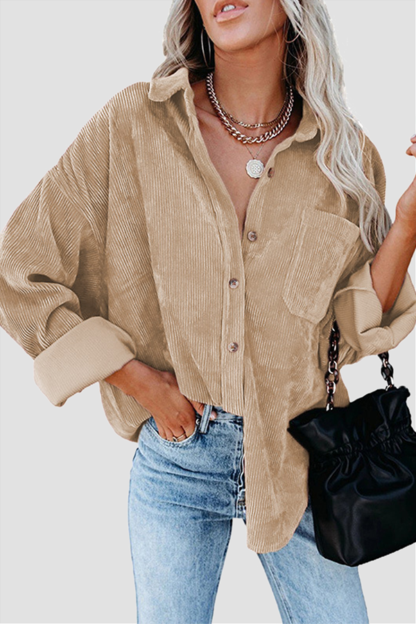 Tops casuales de calle con cuello vuelto y hebilla sólida (16 colores)