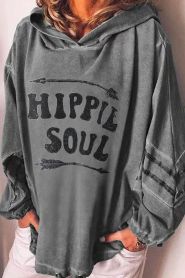 Casual Letter Basic Hooded Collar Tops(4 Colors)