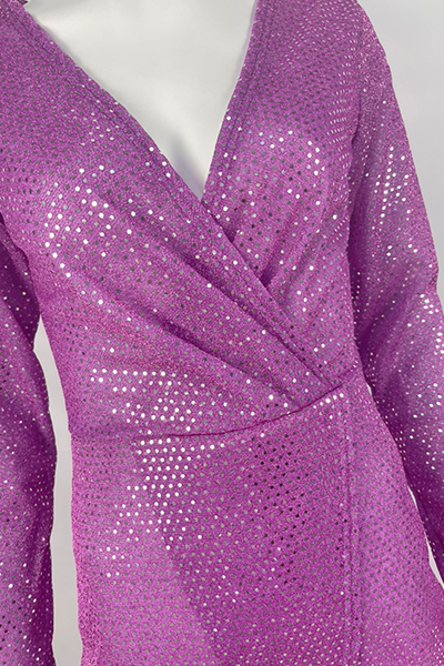 Vestido de noche elegante de moda con cuello en V, abertura y lentejuelas, de patchwork liso (6 colores)